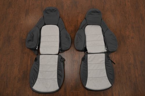 Custom Dark Graphite and Dove Grey two-tone c6 corvtte leather seats